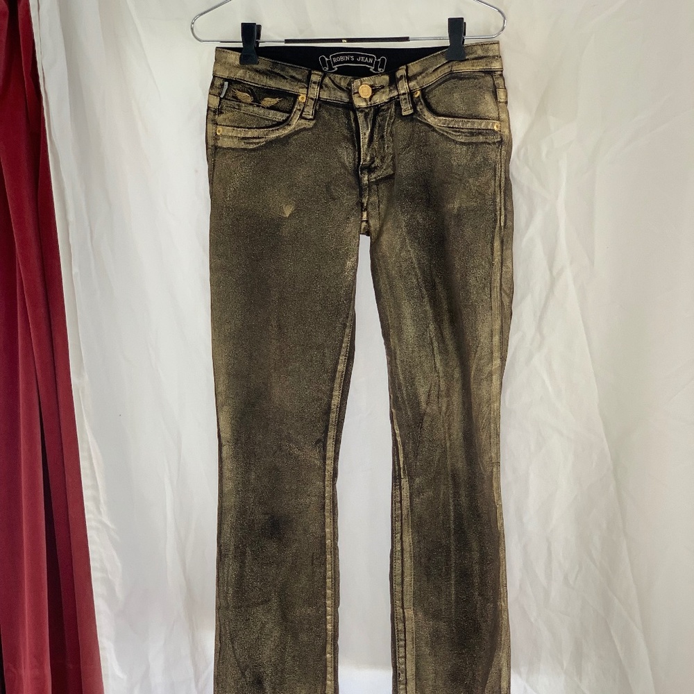 Robin's Jeans Gold Metallic Straight Leg Pants